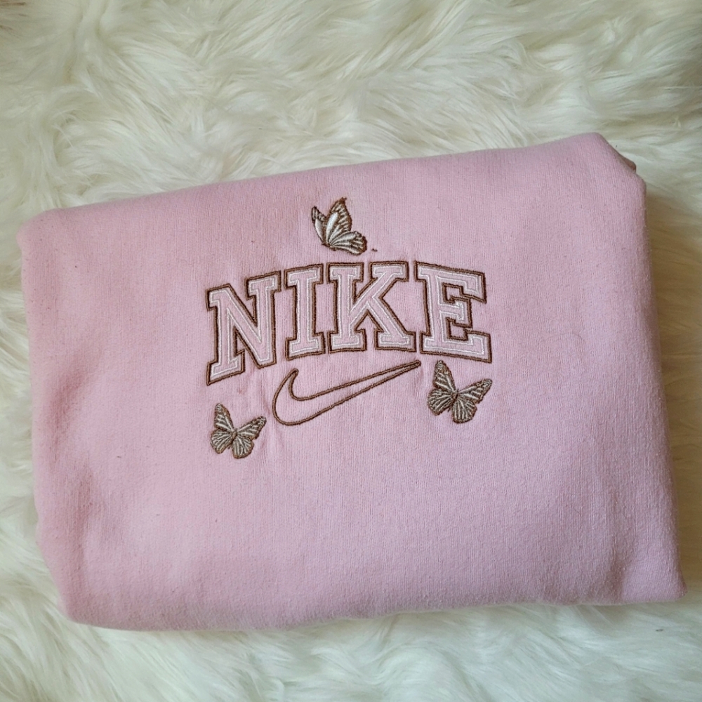 Etsy Embroidered Nike hoddie with butterflies